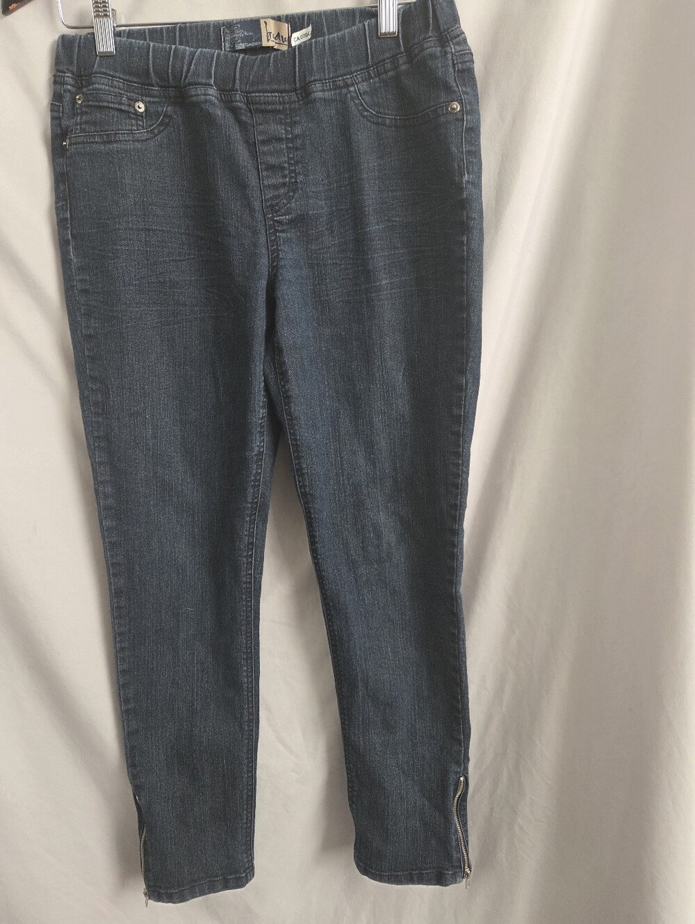 Blue Pull-On Women’s Jeans with Ankle Zips
